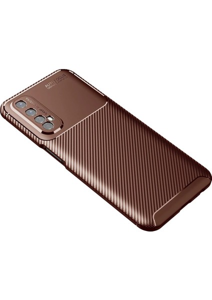Newface Realme 7 Kılıf Auto Focus Karbon Kapak - Kahverengi fiyatları