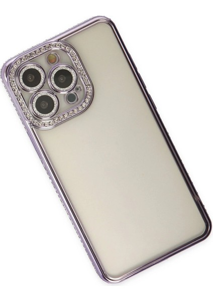 Newface iPhone 14 Pro Kılıf Joke Taşlı Silikon - Mor modelleri