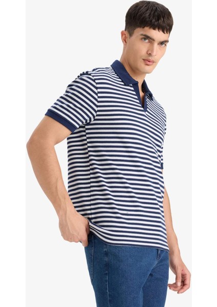 Regular Fit Polo Yaka Kısa Kollu Çizgili Tişört E2620AX25SM fırsatları