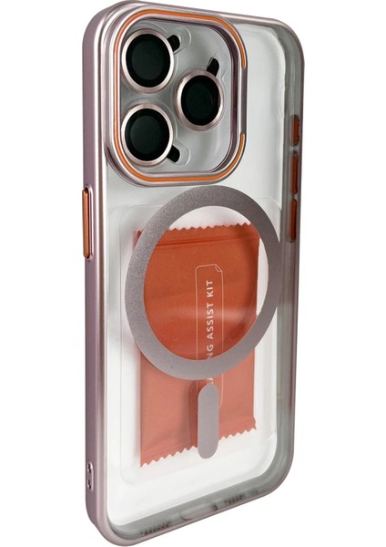 Joko iPhone 15 Pro Max Crown Lens Standlı Magsafe Kapak - Pembe