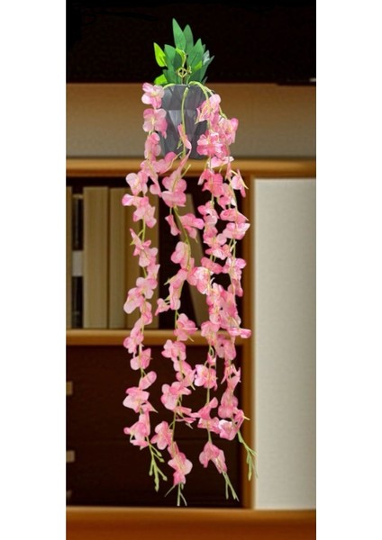 Elite Yapay Çiçek Gümüş Saksı Içerisinde 4 Dallı 55 cm Pembe Akasya 1 Adet
