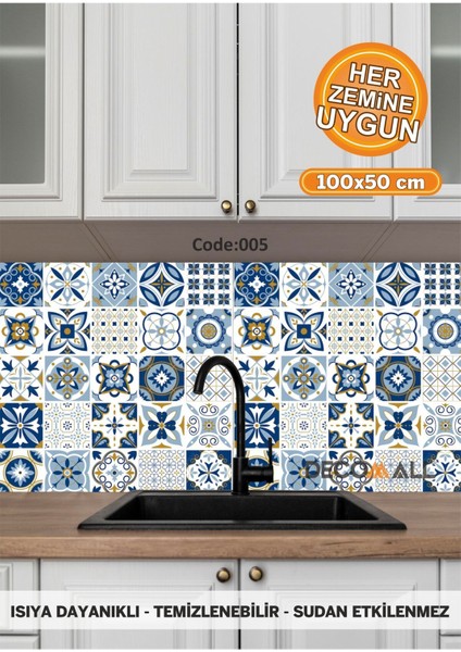 Elite 5 Code Yapışkanlı Desenli Folyo Duvar Dolap Mutfak Tezgah Arası Folyo KAPLAMA(50X100CM) 1 Adet