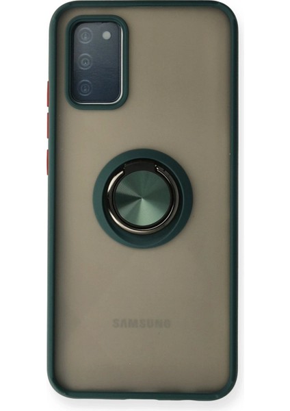 Newface Samsung Galaxy A02S Kılıf Montreal Yüzüklü Silikon Kapak - Yeşil