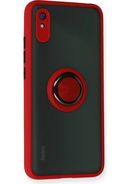 Newface Xiaomi Redmi 9A Kılıf Montreal Yüzüklü Silikon Kapak - Kırmızı fiyatları