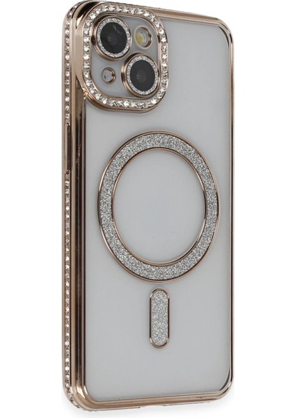 Newface iPhone 14 Kılıf Joke Simli Magneticsafe Kılıf - Gold