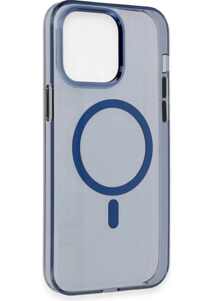Newface iPhone 14 Pro Max Kılıf Tron Şeffaf Magsafe Kapak - Mavi