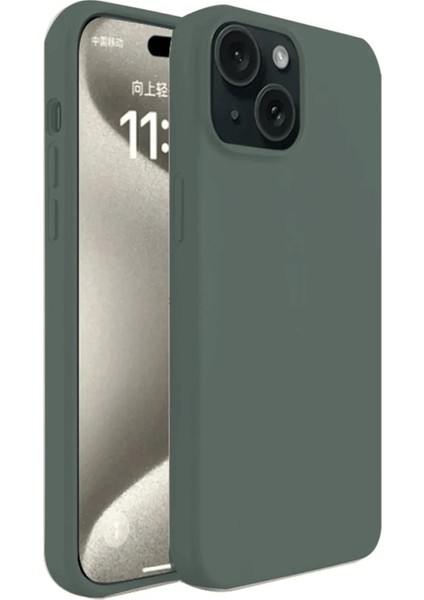 Newface iPhone 15 Kılıf First Silikon - Koyu Yeşil