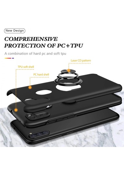 Newface Samsung Galaxy A11 Kılıf Elit Yüzüklü Kapak - Siyah fiyatları