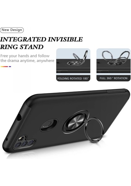 Newface Samsung Galaxy A11 Kılıf Elit Yüzüklü Kapak - Siyah modelleri