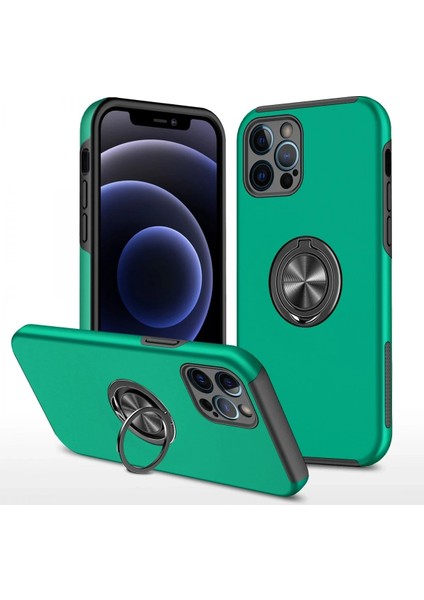 Newface iPhone 12 Pro Kılıf Elit Yüzüklü Kapak - Yeşil