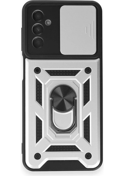 Newface Samsung Galaxy M14 5g Kılıf Pars Lens Yüzüklü Silikon - Gümüş