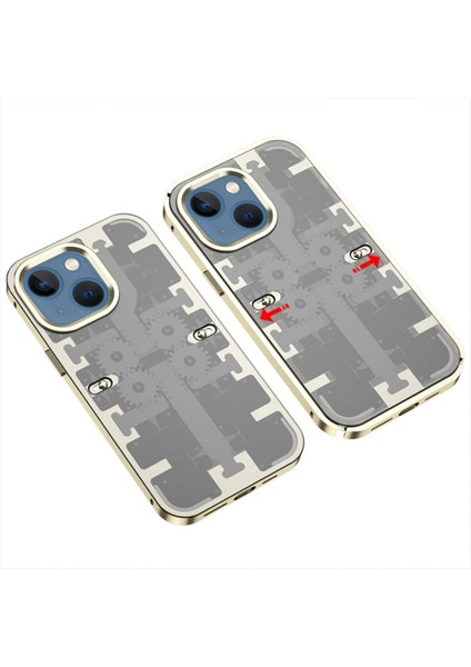 Newface iPhone 14 Kılıf Mekanik Bumper Kapak - Gold