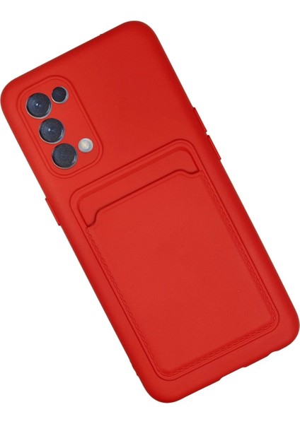 Newface Oppo Reno 5 Kılıf Kelvin Kartvizitli Silikon - Kırmızı