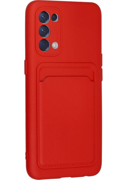Newface Oppo Reno 5 Kılıf Kelvin Kartvizitli Silikon - Kırmızı