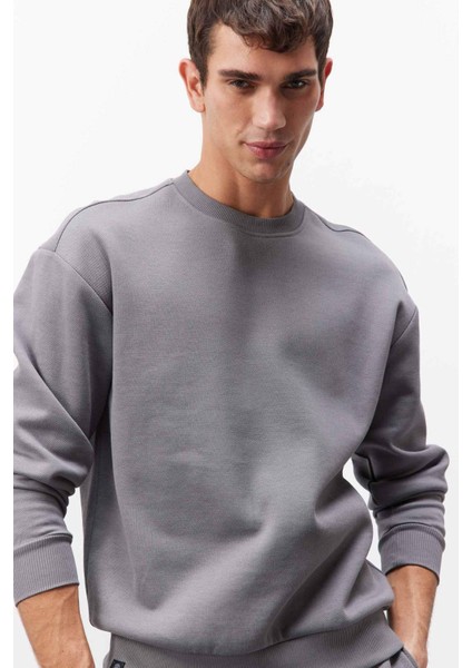 Boxy Fit Bisiklet Yaka Basic Düz Pike Sweatshirt E1519AX25SP modelleri