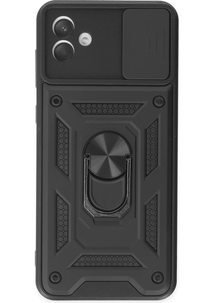 Newface Samsung Galaxy A04 Kılıf Pars Lens Yüzüklü Silikon - Siyah