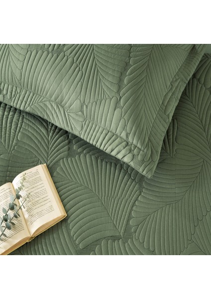 Leaf Çift Kişilik Yatak Örtüsü Seti Koyu Yeşil