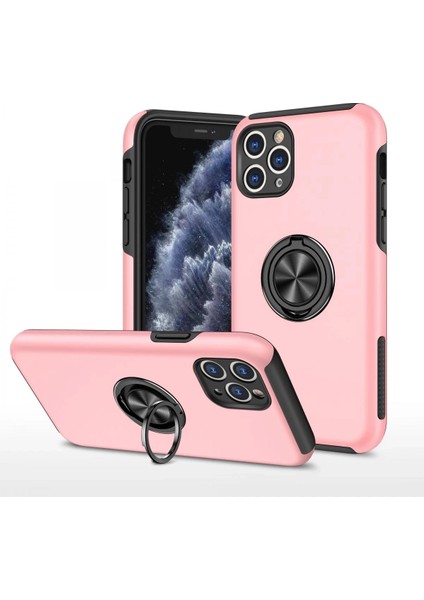 Newface iPhone 11 Pro Max Kılıf Elit Yüzüklü Kapak - Pembe