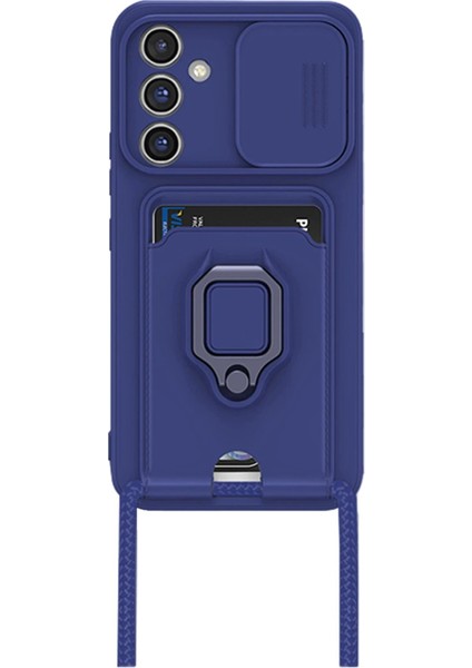 Newface Samsung Galaxy A15 4g Kılıf Zuma Kartvizitli Yüzüklü Silikon - Lacivert
