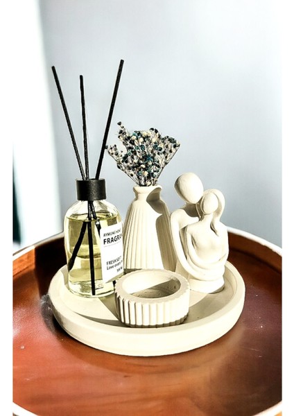 Elite Dekoratif Konik Vazo Sarılan Sevgili Tealight Mumluk Fresh Soft Oda Kokusu Seti 1 Adet