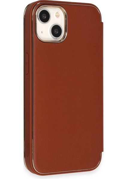 Newface iPhone 14 Kılıf Dolpin Kapaklı - Kahverengi