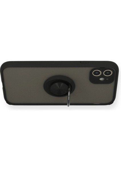 Newface iPhone 11 Kılıf Montreal Yüzüklü Silikon Kapak - Siyah