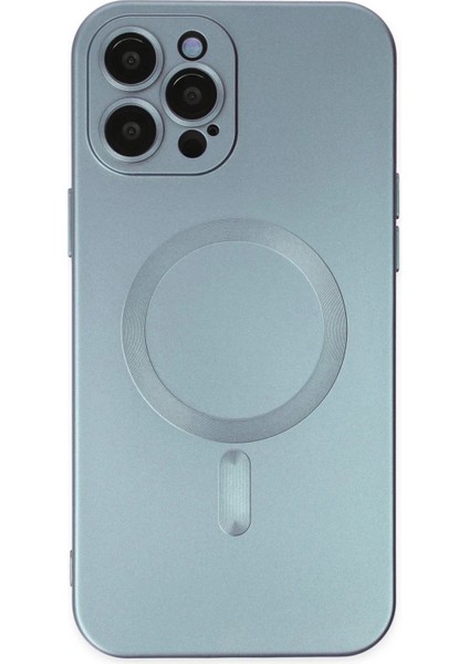 Newface iPhone 12 Pro Max Kılıf Moshi Lens Magneticsafe Silikon - Sierra Blue