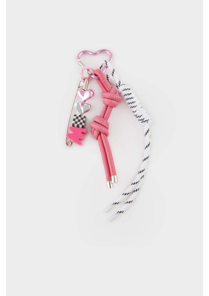 Elite Kadın Pembe Kalpli Ipli Charm Anahtarlık F1729AXNS 1 Adet