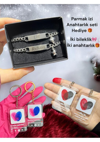 Elite Parmak Izi Anatarlık Seti Hediyeli Çift Yazılı Bileklik 1 Adet
