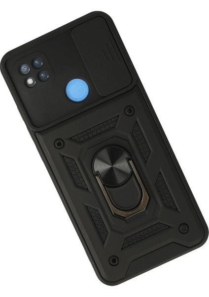 Newface Xiaomi Redmi 9c Kılıf Pars Lens Yüzüklü Silikon - Siyah