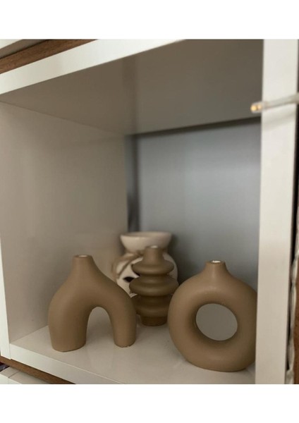 Elite Minimal Vazo Set 3'lü Bohem Biblo Minyatür Bej 1 Adet