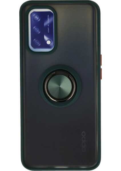 Newface Oppo A74 4g Kılıf Montreal Yüzüklü Silikon Kapak - Yeşil