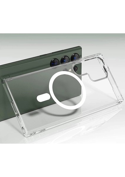 Newface Samsung Galaxy S23 Ultra Kılıf Magneticsafe Şeffaf Silikon - Şeffaf modelleri