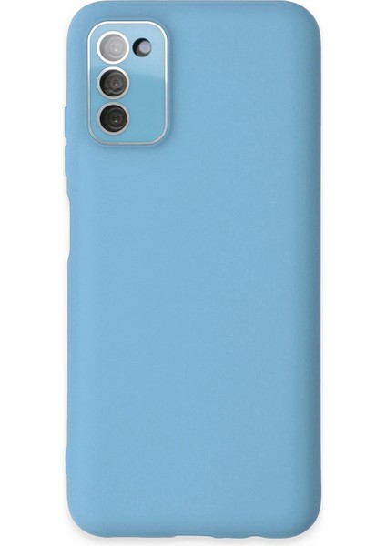 Newface Samsung Galaxy A03S Kılıf Lansman Glass Kapak - Mavi