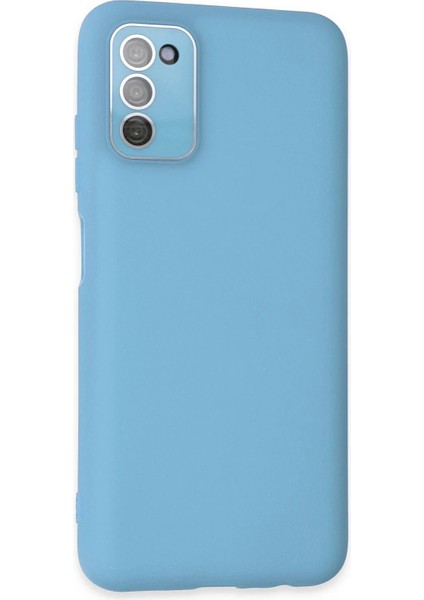 Newface Samsung Galaxy A03S Kılıf Lansman Glass Kapak - Mavi