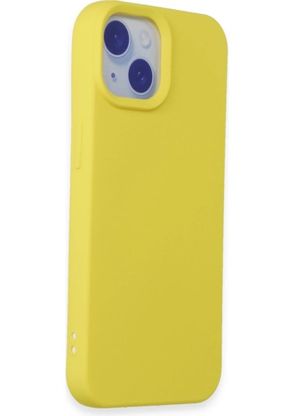 Newface iPhone 15 Kılıf Nano Içi Kadife Silikon - Sarı