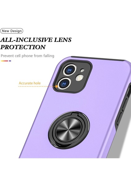 Newface iPhone 12 Kılıf Elit Yüzüklü Kapak - Mor