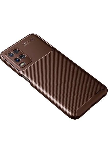 Newface Oppo A54 4g Kılıf Auto Focus Karbon Kapak - Kahverengi