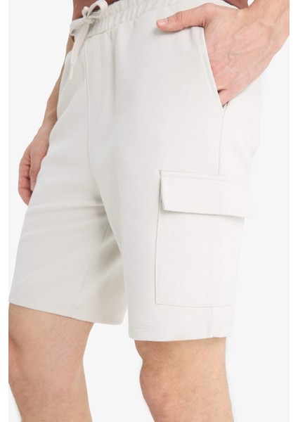 Regular Fit Dokulu Düz Paça Kargo Cepli Basic Düz Şort B8796AX25SM
