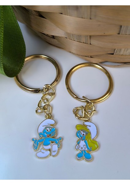 Elite Şirine ve Şirin Çift Anahtarlık - Smurfs ( Mini Boyutta ) - Şirinler 1 Adet