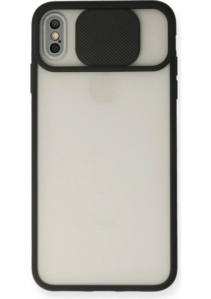 Newface iPhone Xs Max Kılıf Palm Buzlu Kamera Sürgülü Silikon - Siyah