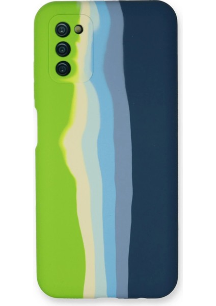 Newface Samsung Galaxy A03S Kılıf Ebruli Lansman Silikon - Yeşil-Koyu Yeşil