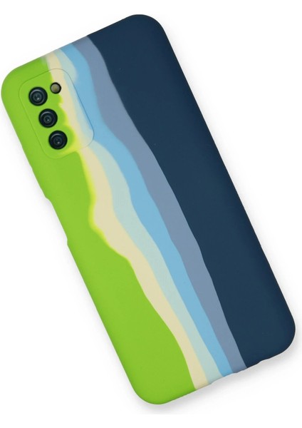 Newface Samsung Galaxy A03S Kılıf Ebruli Lansman Silikon - Yeşil-Koyu Yeşil