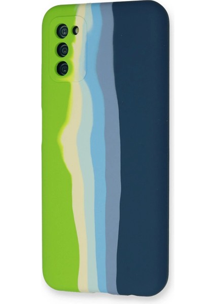 Newface Samsung Galaxy A03S Kılıf Ebruli Lansman Silikon - Yeşil-Koyu Yeşil