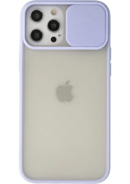 Newface iPhone 12 Pro Max Kılıf Palm Buzlu Kamera Sürgülü Silikon - Lila