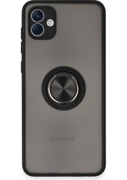 Newface Samsung Galaxy A04 Kılıf Montreal Yüzüklü Silikon Kapak - Siyah