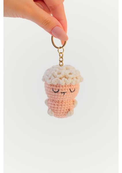Elite Amigurumi Anahtarlık El Yapımı Anahtarlık Kuzu Figürlü Anahtarlık Doğal Çanta Süsü 1 Adet