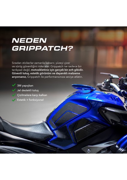 Yamaha MT09 2013-2018 ile Uyumlu Kaydırmaz 6d Karbon 14 Parça Tank Pad Seti GC56 modelleri