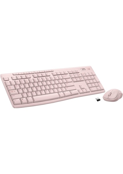 Logıtech MK270 Kablosuz USB Alıcılı Q Klavye Mouse Seti, Gül Kurusu