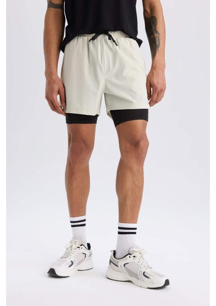 fit Slim Fit Dar Kesim Sporcu Penye Taytlı ŞORT E2759AX25SM